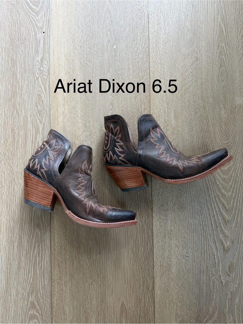 Ariat Dixon Leather Western Ankle Boots - Dark Brown with Tan Stitching